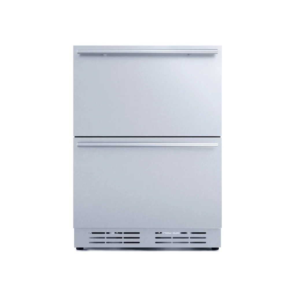 24 Inch Beverage Fridge  4.8 Cu Ft Two drawer single zone. Preserve a variety of beverages and wines to their optimum freshness. Meet Elica’s Refrigeration line, with unique undercounter beverage centers and wine cellar solutions adding a touch of elegance and functionality to any space.