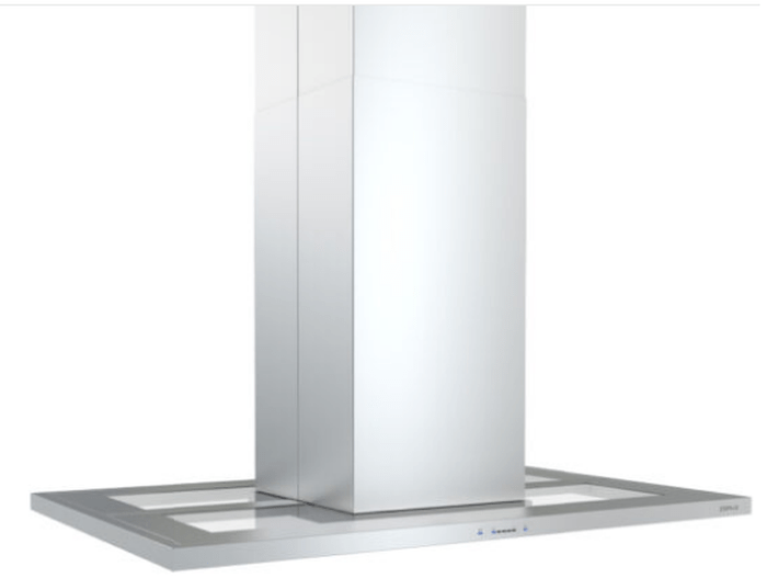 42 Inch Range Hood 600 CFM  Modena optoin ZMD-M90BS and ZMD-E42BS Island Mount Range Hoods. Resembling a floating island made of steel and glass. Modena houses LumiLight LED lighting. 5-speed ICON Touch controls. One-inch stainless steel canopy. Nestled discreetly between the chimney and its outer ring. Modena glass canopy augments the range hood symmetry and low-profile design