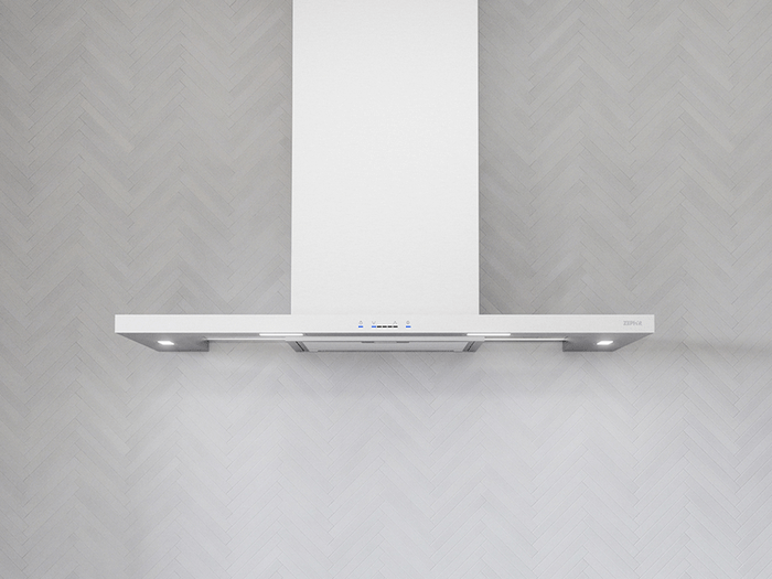 36 Inch Range Hood 600 CFM  Modena options ZMO-E30BS and ZMO-M90BS Wall Mount Range Hoods. Resembling a floating island made of steel and glass. Modena houses LumiLight LED lighting. 5-speed ICON Touch controls. One-inch stainless steel canopy. Nestled discreetly between the chimney and its outer ring. Modena glass canopy augments the range hood symmetry and low-profile design