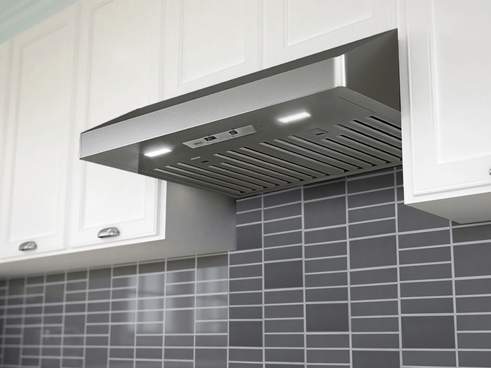 30 Inch Range Hood 600 CFM  Gust Under-Cabinet Range Hood. A discreet, European-style, professional-looking range hood. Gust adds fashion to under-cabinet installations. Mechanical controls neatly tucked away below the canopy. Gust provides the subtlety its owners require. Perfectly curved corners. Gust spares nothing when it comes to quality construction. Available with LumiLight LED lighting and optional recirculating kit