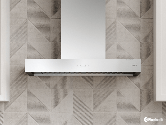 36 Inch Range Hood 600 CFM  Zephyr Roma Groove Wall Mount Range Hood - ZRG-M90BS. Roma Groove with built-in Bluetooth stereo speakers. Stream your favorite playlist from various Bluetooth devices. Airflow Control Technology
