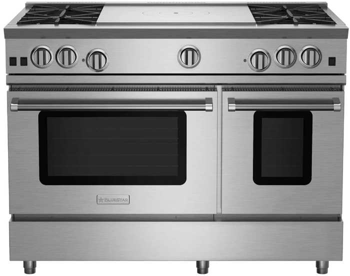 48 Inch Range Open Burners Four UltraNova 22,000 BTUs Burners. 24 Inch 18,000 BTU integrated French Top. The precise 130 degrees simmer. Extra-large convection Oven with 1850 degrees infrared broiler