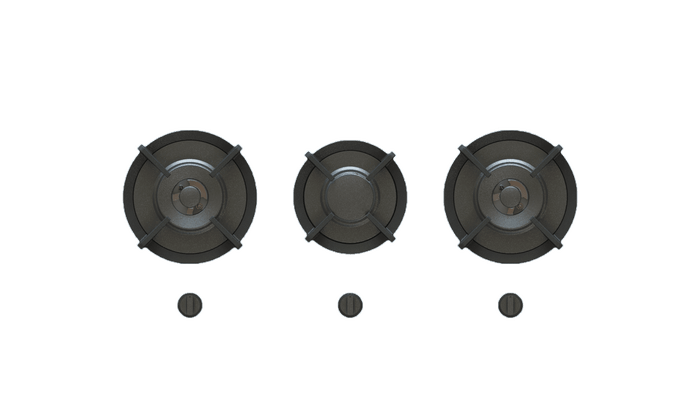 34 Inch Cooktop Sealed Burners Three Burner Gas Cooktop Full Brass Edition. Integrated installation right into Kitchen Countertop. The modular design offers superior design and performance. Perfect blend of classic and contemporary kitchen design. This fully integrated gas cooker delivers searing heat for the home chef. Three Burners one 3 kW Single Ring 1024 - 10236 BTUs and two 5 kW Dual Ring 650-17,000 BTUs power burners. This cooktop offers a variety of cooking options. Double-Enamel Cast Iron Pan Supports. Controlled Power. Automatic Spark Ignition. Durable construction. Easy-to-Clean. Safety Shut-Off