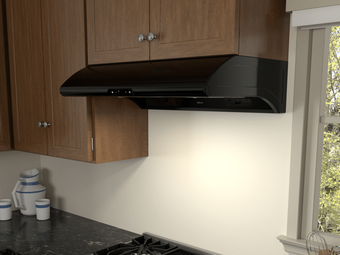 30 Inch Range Hood 850 CFM  Typhoon is not only good looking but packed with powerful, virtually noise-free 850-CFM blowers. It includes a convenient self-cleaning system along with tri-level LumiLight LED lights that invite you and your guests to a warm respite from the everyday. Available in black, white and stainless steel. Now with Quiet Speed Setting (QSS) and ACT technology. Typhoon Under-Cabinet Hood Moels: AK2100CB AK2100CW AK2100CS AK2136CB AK2136CW AK2136CS AK2142CS AK2148CS