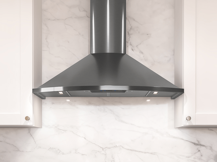 30 Inch Range Hood 600 CFM  Savona Wall Range Hoods. Experience European design. The Savona is a decorative range hood. Powerful 600 CFM blower. It boasts stunning curves. Available in stainless steel, powder-coated black, white, and the sleek alternative to stainless steel: black stainless steel. Savona features Dual-level LumiLight LED lighting. ICON Touch controls. Exclusive Airflow Control Technology (ACT). Available with an optional ADA-compliant remote control