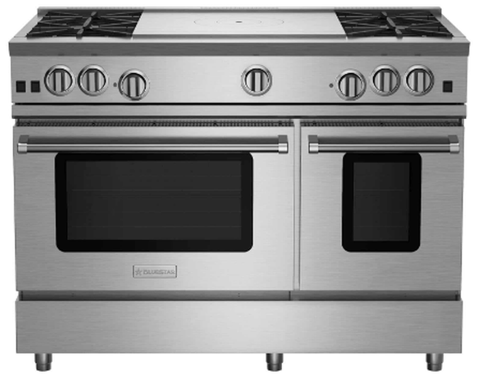 48 Inch Range Open Burners Four UltraNova 22,000 BTUs Burners. 24 Inch 18,000 BTU integrated French Top. The precise 130 degrees simmer. Extra-large convection Oven with 1850 degrees infrared broiler