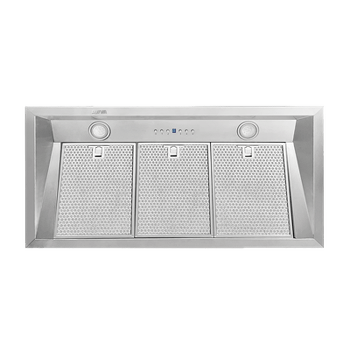 36 Inch Range Hood 600 CFM  Professional-grade performance with three exhaust settings and new Boost feature. Whisper quiet operation. Heavy duty commercial grade materials. Dimmable LED lights. BlueStar pro-style wall mount ventilation offer enhanced power and performance to effectively remove smoke, odors, and grease from your kitchen. Innovative design is paired with heavy-duty construction to offer uncompromised durability, functionality, and style. Easy-to-use push-button controls. Innovative, multi-stage grease capture system. Stainless baffle filters seamlessly remove for easy dishwasher cleaning. Simple installation. CFM Power Options: 600 & 1,200 In-hood, 800 & 1,200 In-Line and 1,000 & 1,400 Remote. Accommodates top or rear discharge