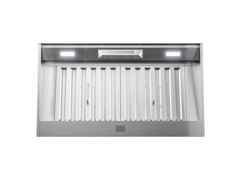 40 Inch Range Hood 700 CFM  Monsoon Connect Insert Range Hood. Monsoon Connect is unique in the marketplace. Optional dual 1300-CFM PowerWave blowers. Stainless steel baffle filters. Performance-driven range hood insert that is easy to clean. Wireless remote-control option and Zephyr Connect. Monsoon Connect is the most quiet and energy efficient, one-piece liner available today. Dual blowers available on the 36”, 42″ and 48″ models. Control your range hood from anywhere using your mobile device with the Zephyr Connect app. Get real-time diagnostics and connect to smart devices such as Amazon Alexa or Google Home smart speakers. Download on mobile from the Apple App Store and Google Play today. Monsoon Connect Insert options: AK9428BS AK9434BS AK9440BS and AK9446BS PowerWave LED Baffle Filters