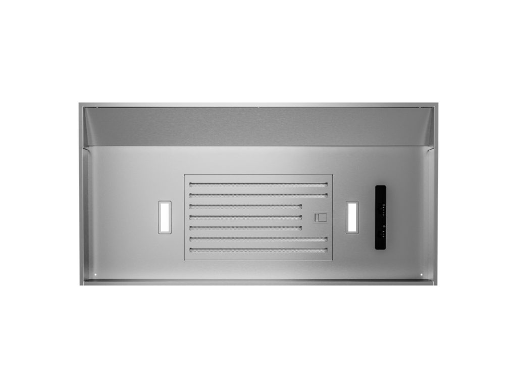 28 Inch Range Hood 390 CFM  The Vortex adjustable-depth insert. Vortex is designed to extend 3 inches to accommodate custom hood depths from 17-1/2 to 20-1/2 inches. Add to this its quiet, 390-CFM blower, dual-level LumiLight LED lighting, and optional recirculating kit – Vortex stands tall among the rest. Vortex Insert models: AK9028BS AK9034BS are 17.5 to 20.5 inches Deep