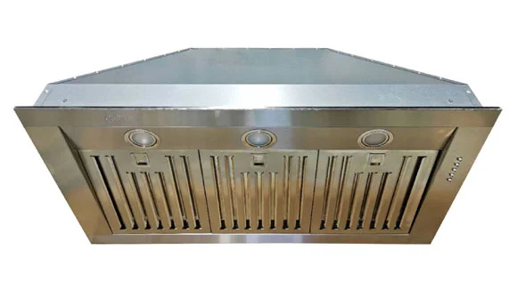 46 Inch Range Hood 600 CFM  The discreet BXB606 is the epitome of both elegance and performance. This sleek powerhouse operates at 600 CFM, perfect for intense cooking sessions. Its stainless steel baffle filters are dishwasher-safe and it offers three-speed control via push buttons