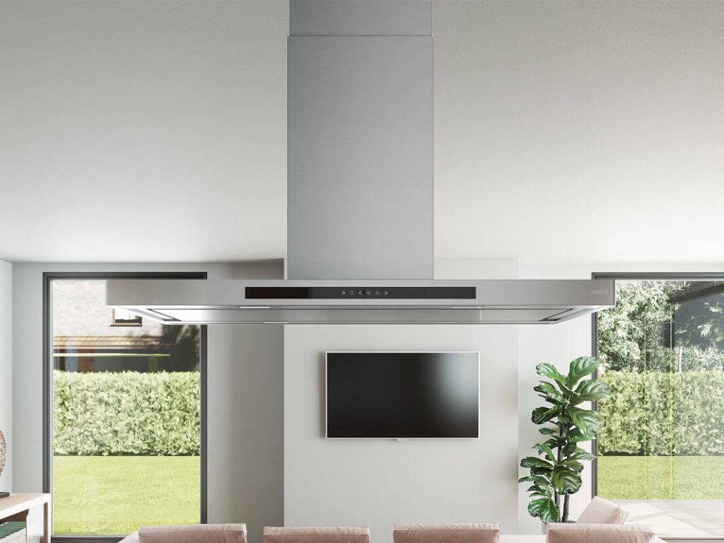 36 Inch Range Hood Custom Blower  Island life has never looked so good. The low-profile Vista Island hood has curved good looks and the engineering and power to back it up. Perimeter Aspiration System ensures increased air velocity and improved capture of contaminants for the cleanest cooking yet. The sleek stainless body, brilliant LED lighting and Invisible Touch Controls that stay hidden until you need them all serve to make this hood as efficient as it is beautiful. Optional remote control is available as an accessory. Vista Island DVL-E36ASSX DVL-E42ASSX. Perimeter Aspiration LED lights