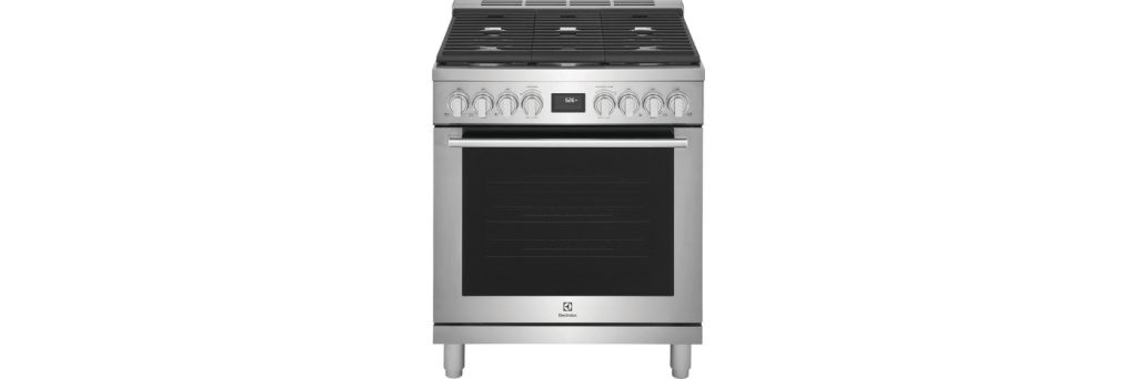 Electrolux Six Burners Two Brass Power Burners Dual Fuel Range
