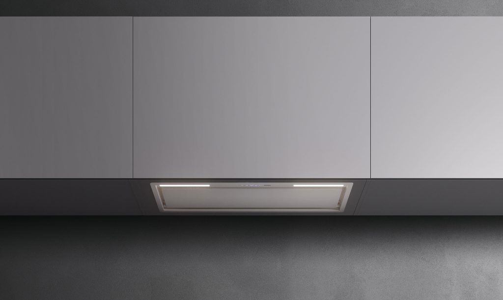 28 Inch Range Hood 500 CFM  Valentina 12 Inch Deep Cabinet Insert Hood Perimeter suction. Electronic control. Scotch brite stainless steel. Metallic grease filter, removable and washable. LED lighting. variants FIVAL28B5SS-R Built-in Insert 28 inch (70 cm) 500 CFM. FIVAL34B5SS-R Built-in Insert 34inch (86 cm) 500 CFM