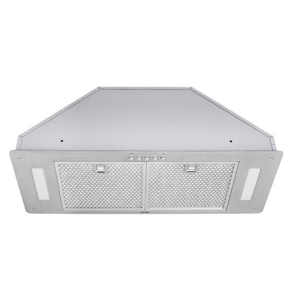 28 Inch Range Hood 550 CFM  Premium Brillia INX27 SQB-700-3 Series Cabinet Insert Range Hood 550 CFM Internal Blower. KOBE Range Hoods has upgraded its INX27 series ducted insert range hood to have better sustainability with reduced packaging and energy efficient lighting. This insert hood is professionally handcrafted with 18-gauge commercial grade stainless steel with a satin finish and is designed to fit with either 30-inch or 36-inch custom cabinetry without the need for a liner. Its energy efficient 550 CFM internal blower removes most moisture, odors, and smoke effectively. It also comes with both dishwasher-safe baffle filters and aluminum mesh filters for your preference. The hood is equipped with 3-speed mechanical push buttons and bright energy efficient LED lights. Features & Benefits
IMPROVED FOR EASY ACCESSING COMPONENTS: KOBE has redesigned the unit by repositioning core components, making repairs easier without needing to remove the range hood
IMPROVED QUIETMODE: QuietMode is KOBE’s unique feature. KOBE has reduced the sound level of QuietMode from 2.0 sone to 1.5 sone so that you can feel more quiet and comfortable while cooking
IMPROVED PACKAGING: Adhering to SDGs, KOBE has redesigned its packaging material that has reduced approximately 20% of cardboard and Styrofoam usage
POWERFUL SUCTION: Strong 550 CFM in maximum airflow to perform powerful suction to remove smoke, odors, and moisture to promote a cleaner kitchen air quality
HIGH QUALITY: High quality workmanship with durable 18-gauge commercial grade stainless steel that is easy to maintain
BRIGHTER LED LIGHT: Equipped with 2 LED lights that will illuminate your cooking area! The lights are redesigned for sustainability and long-term use.