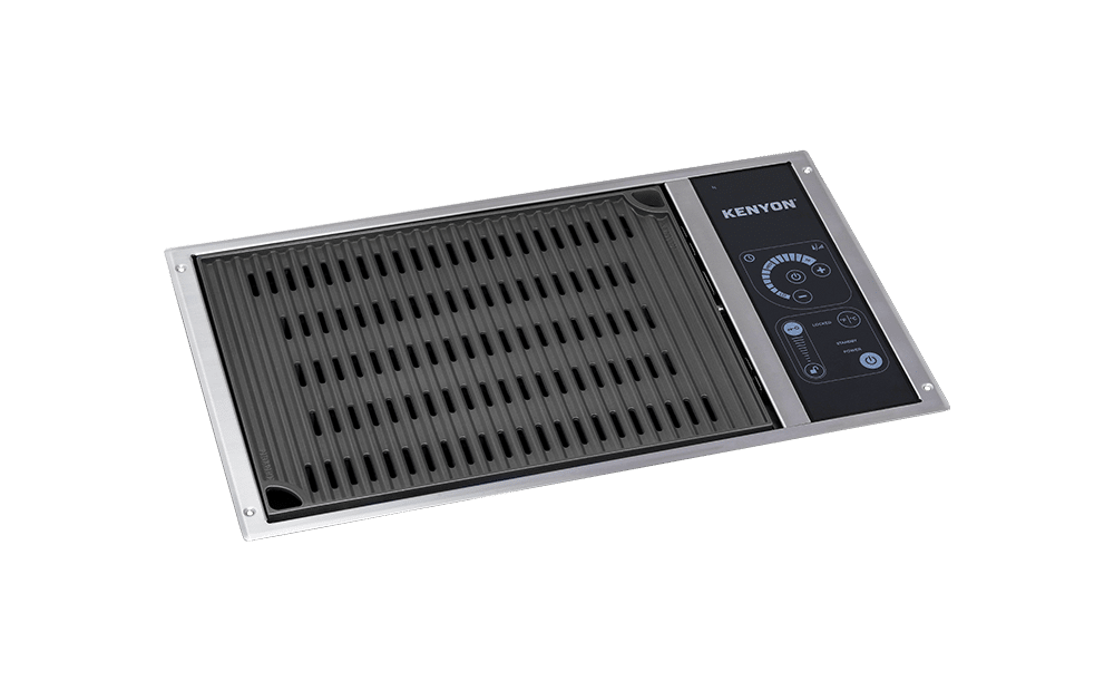 21 Inch Outdoor Grill  No Lid 240V Built in Electric Grill with IntelliKEN Touch Controls. Transform your cooking space with the No Lid Electric Grill IntelliKEN Touch, a single burner, built-in marvel. Say goodbye to height limitations and hello to a flat top surface that’s perfect for any kitchen or galley. This innovative grill offers unparalleled temperature control with power mode (16 settings). The built-in timer ensures you never miss the perfect moment to flip your food, while the lock feature prevents accidental changes. Available in 120V (B70560) with a GFCI protected standard US plug, or 240V (B70561) with a hardwire connection. Enjoy peace of mind with an automatic shut-off at 60 or 90 minutes, depending on the heat setting. Elevate your grilling game with the No Lid Electric Grill IntelliKEN Touch