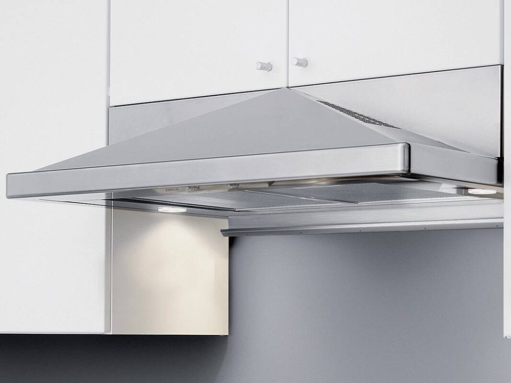 30 Inch Range Hood 400 CFM  Pyramid Under-Cabinet Range Hood. Classic architectural lines look of the chimney style under-cabinet hood. This expressive-yet-utilitarian design is upgraded with our Perimeter Aspiration System. Ultimate fusion of style and performance. Dual-level LumiLight LED lights illuminate cooking surface. 12 inch depth ensures a true fit with popular cabinet styles