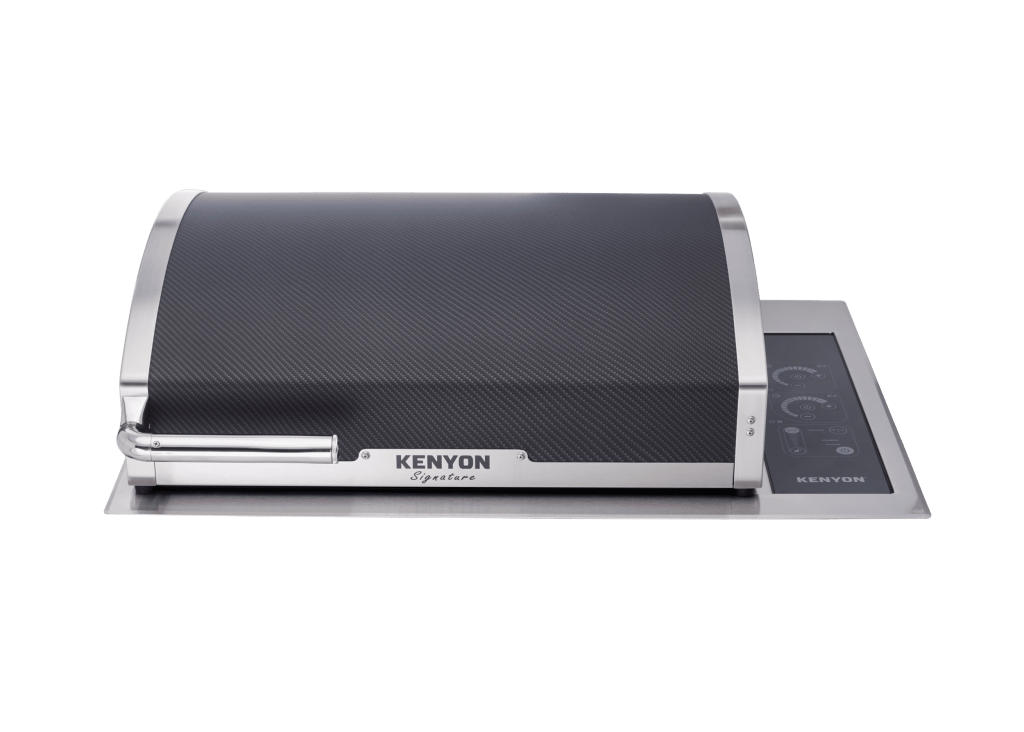 30 Inch Outdoor Grill  Signature Grill B70428NHCF Black Carbon Fiber Lid with fixed handle. A two burner, built-in grill with independently controlled 1500W elements and a max output of 3000W