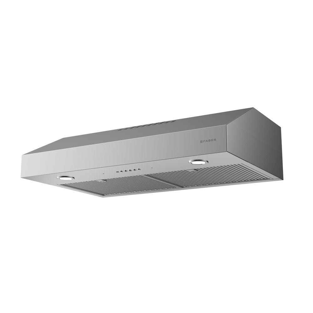 36 Inch Range Hood 400 CFM  Under cabinet range hood with 4-speed, electronic with white LED controls, LED lighting, dishwasher safe stainless steel mesh filters and VariDuct system. Built-in ductless vents for easy recirculating