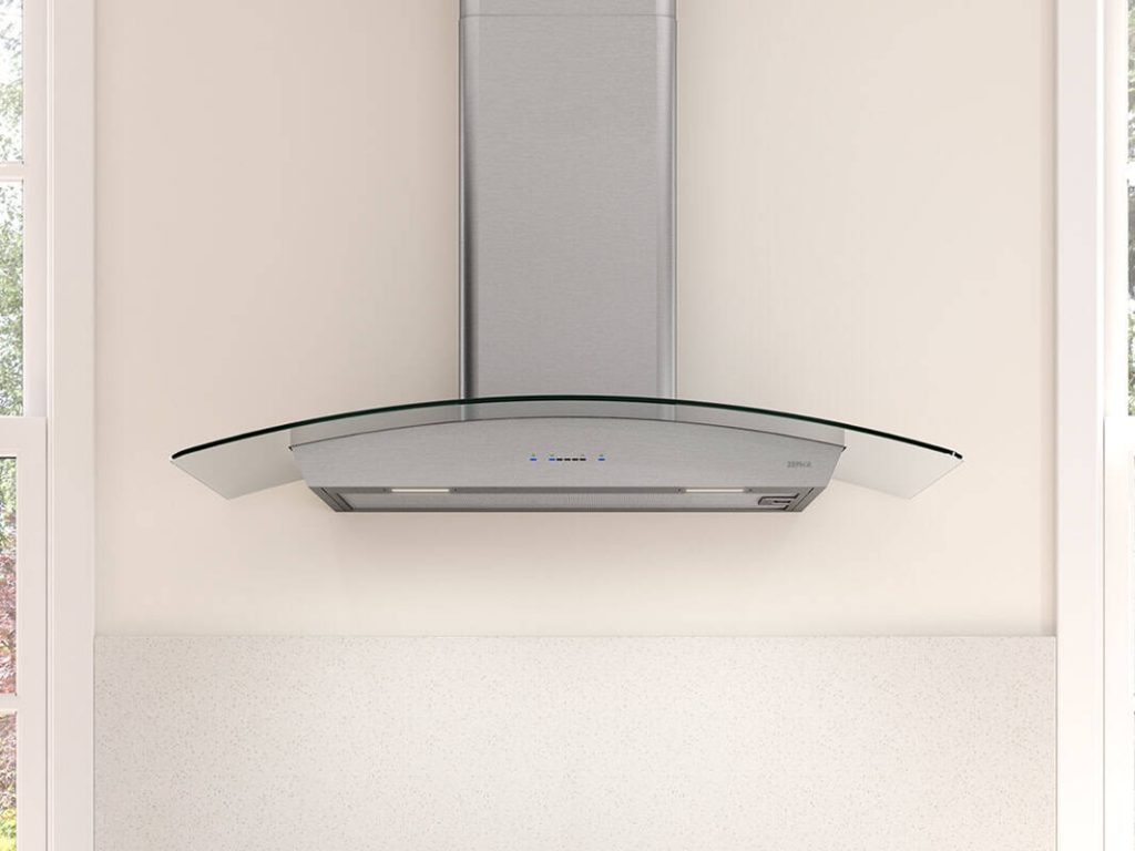30 Inch Range Hood 600 CFM  Ravenna Wall Mount Range Hood. The delicate curve of a glass canopy. Add elegance to your everyday cooking experience. Zephyr trend-setting black stainless steel. Ravenna combines 21st century know-how with timeless beauty. Featuring clear and smoke-gray glass canopy options, Airflow Control Technology (ACT). ICON Touch controls. LumiLight LED lighting. Powerful and yet quiet 600-CFM blower. Optional ADA-compliant remote control