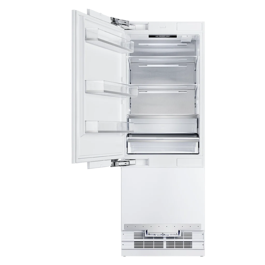 36 Inch Bottom Freezer Refrigerator  Bottom Mount ER36SRB19IPR or ER36SRB19IPR-L Transform your kitchen with the ideal fusion of style, functionality, and cutting-edge innovation. Presenting our 36″ French Door Panel Ready Refrigerator with Bottom Mount Freezer, featuring an expansive 19.5 CuFt Capacity