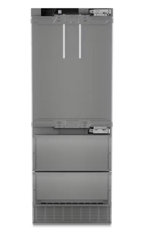 30 Inch Bottom Freezer Refrigerator  Liebherr HC 1581G 30 Inch Panel Ready Fridge-freezer with NoFrost 14.1 Cu Ft 80 Inch Tall. Fixed connection Ice Maker, SuperCool, LED Lights, Energy Star, Grey Interior