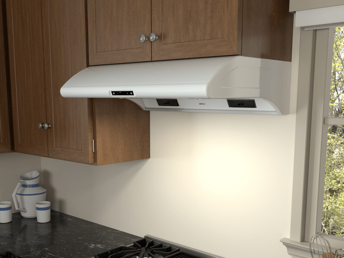 36 Inch Range Hood 850 CFM  Typhoon is not only good looking but packed with powerful, virtually noise-free 850-CFM blowers. It includes a convenient self-cleaning system along with tri-level LumiLight LED lights that invite you and your guests to a warm respite from the everyday. Available in black, white and stainless steel. Now with Quiet Speed Setting (QSS) and ACT technology. Typhoon Under-Cabinet Hood Moels: AK2100CB AK2100CW AK2100CS AK2136CB AK2136CW AK2136CS AK2142CS AK2148CS