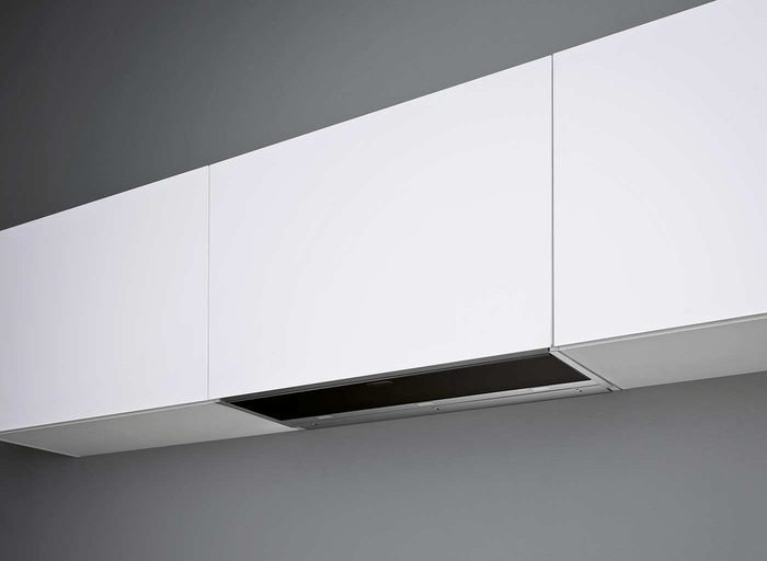 30 Inch Range Hood 500 CFM  Move Built in Slide Out Hoods from collection Design. 
Scotch brite stainless steel (AISI 304), Tempered glass, Sliding door, Electronic control LED lighting, Optional Chimney, Optional glass shelf