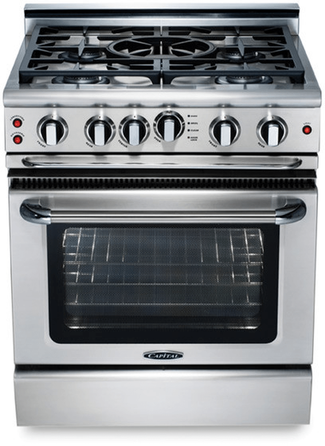 36 Inch Range  Dual Fuel Range with Five aluminum burners. Manual Clean 5.9 Cu Ft Convection Oven. One dual ring 19,000 BTU power-burner that boil water in under 6 minutes (best in class). Cooking zones: Power burners 1x 1300 BTU - 19000 BTU. Rapid burner 2500 BTU - 10400 BTU. Medium burner 2 x 1500 BTU - 5900 BTU. Simmer burner 750 BTU - 3500 BTU
