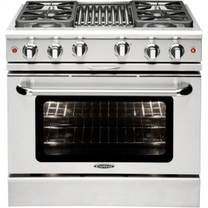 24 Inch Range  Apartment Size Gas Range. Manual Clean 2.5 cu. ft. European Convection Oven. Four aluminum burners with dual ring 19,000 BTU power-burner that boils water in under 6 minutes (best in class). Cooking zones: Power burners 1300 BTU - 19000 BTU. Rapid burner 2500 BTU - 10400 BTU. Medium burner 1500 BTU - 5900.