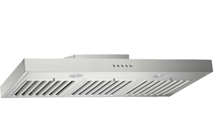 36 Inch Range Hood 750 CFM  Premium Brillia RAX21 SQB-1 Series Under Cabinet Range Hood 750 CFM Internal Blower. KOBE Range Hoods has upgraded its RAX21 series ducted Under Cabinet Range Hood to have better sustainability with reduced packaging and energy efficient lighting. KOBE Range Hoods has upgraded its RAX21 series ducted under cabinet range hood to have better sustainability with features and reduced packaging. A thin hood body that is designed and suitable for taller cabinets where the motor can insert into. Beautifully and professionally handcrafted with 18-gauge commercial grade stainless steel with satin finish. Its energy efficient 700 CFM internal blower removes most moisture, odors, and smoke effectively. The range hood is also equipped with 3-speed rocker switch, LED lights and baffle filters. Available in 30”, 36” and 42”. Available as under cabinet or wall mount style with optional duct cover.
