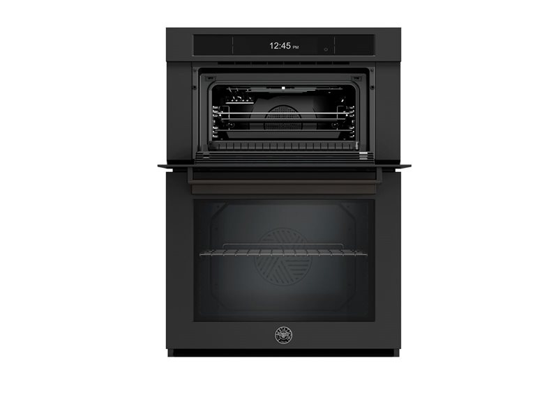 30 Inch Wall Oven 1.6 cu.ft. Microwave Speed Oven Experience ultimate cooking flexibility with a refined dual-cavity design. It pairs a microwave speed oven in the upper cavity with a powerful self-cleaning Steam Assist main oven, bringing Bertazzoni’s signature Italian design and precision to the heart of your kitchen.

Steam Assist combines convection heat with controlled steam for crispy exteriors and moist, flavorful interiors, while reducing cooking time and simplifying cleanup.

The 8.8" Full Touch TFT Display offers a sleek, intuitive interface, while the Bertazzoni app lets you control cooking, monitor progress, and access recipes remotely.

The built-in Air Fry mode delivers crispy, golden results without deep frying, using high heat and optimized airflow for healthier cooking.

With the Bertazzoni Assistant, you simply select your dish and desired doneness; the oven automatically manages the process. The integrated meat probe ensures perfect internal temperatures every time.

A generous dual-cavity capacity of 4.8 cu. ft. in the main oven and 1.6 cu. ft. in the microwave upper cavity provides ample space for everyday cooking and entertaining.

Bertazzoni built-in ovens are designed with pride in Italy and are covered by an industry-leading 2-year parts and labor warranty.