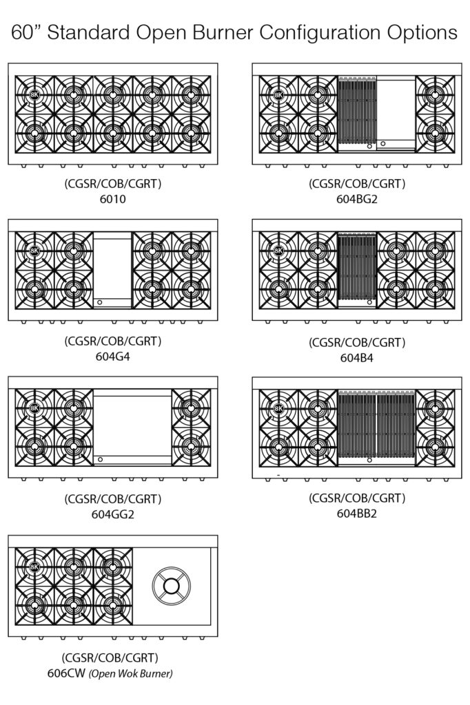 60 Inch Rangetop Open Burners Calibrate Your Cooking and Refine Your Flavors. Dial in the details with next-level control